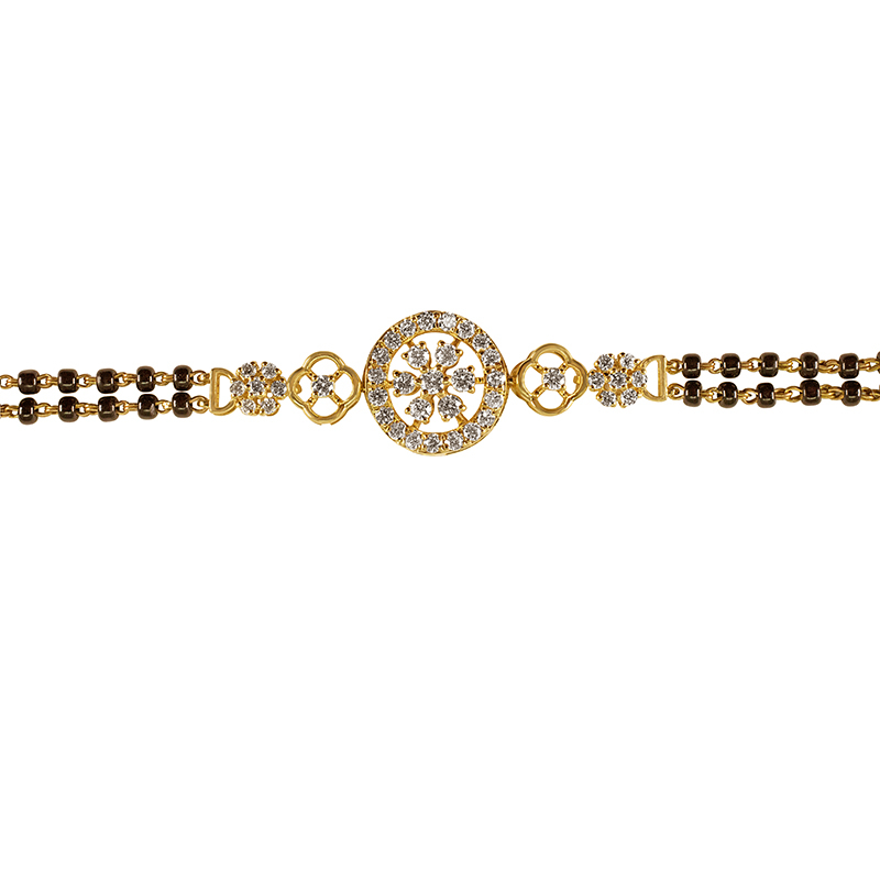 18K Gold Diamond Bracelet with black beads