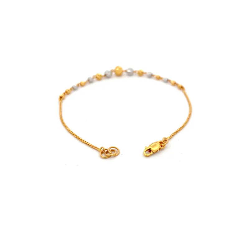Elegant 22k Two Tone Gold Bracelet 7.3 Inch for Everyday or Special Occasions