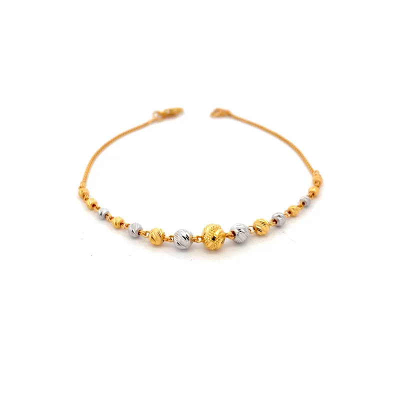 Elegant 22k Two Tone Gold Bracelet Approximately 7.3 Inches Long for Everyday Wear