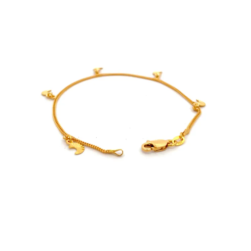 Elegant 22k Yellow Gold Charm Bracelet for Everyday Wear, 7 Inch Length