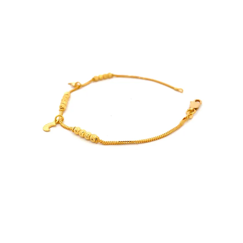 Elegant 22k Yellow Gold Charm Bracelet for Women, Size 7.5 Inch Length