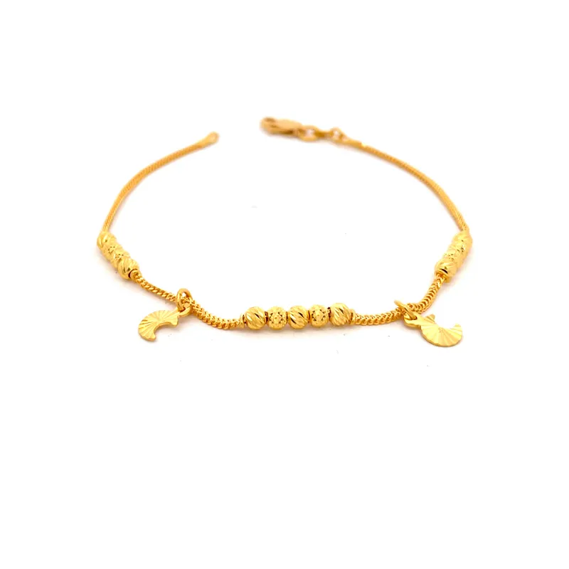 Elegant 22k Yellow Gold Charm Bracelet for Women, Size 7.5 Inch Length