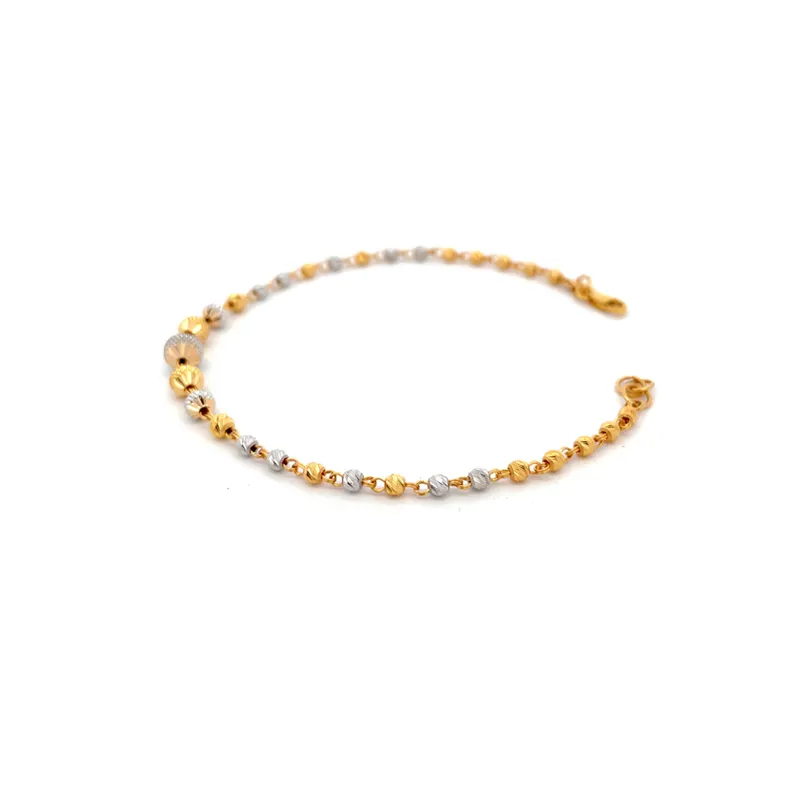 Elegant 22k Two Tone Gold Bracelet 7.3 Inch for Everyday Wear