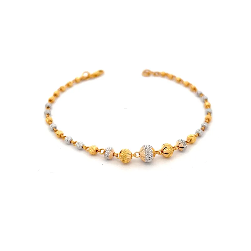 Elegant 22k Two Tone Gold Bracelet 7.3 Inch for Everyday Wear