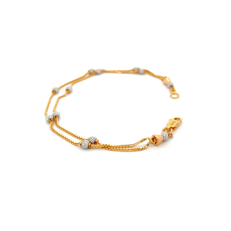Elegant 22k Two Tone Gold Bracelet Size 7 Inch for Everyday Sophistication
