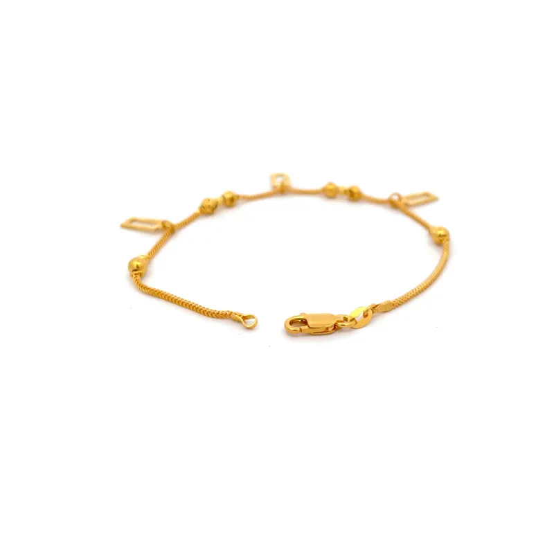 Elegant 22k Yellow Gold Charm Bracelet 7.4 Inch Everyday Wear Jewelry