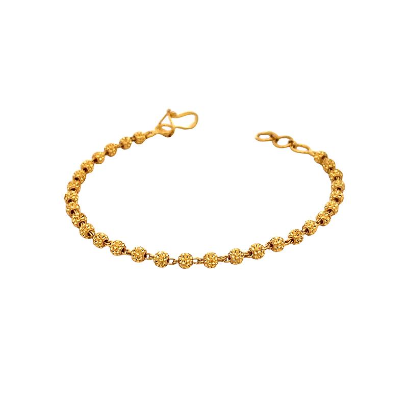 22K Yellow Gold Bracelet W/ Textured Chain & Light Etched Leaf on Hook –  ViraniJewelers Dev