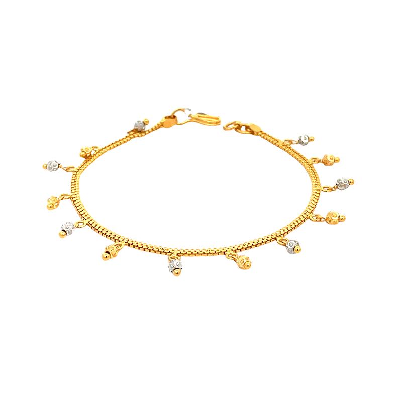 Sophisticated 22k Gold Diamond Charm Bracelet – Andaaz Jewelers