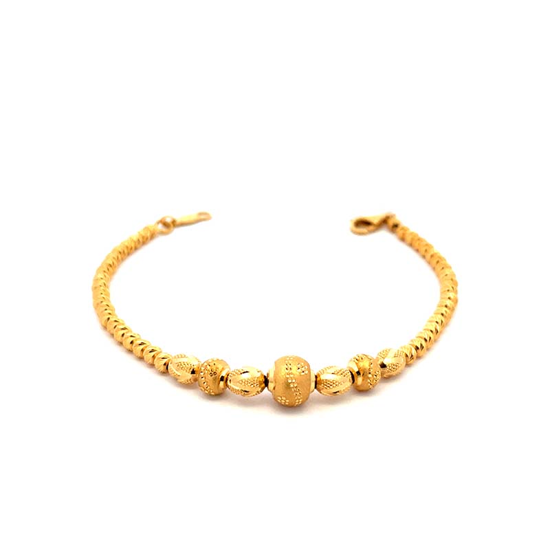 22K Yellow Gold Beaded Ball Bracelet -6.5 inches