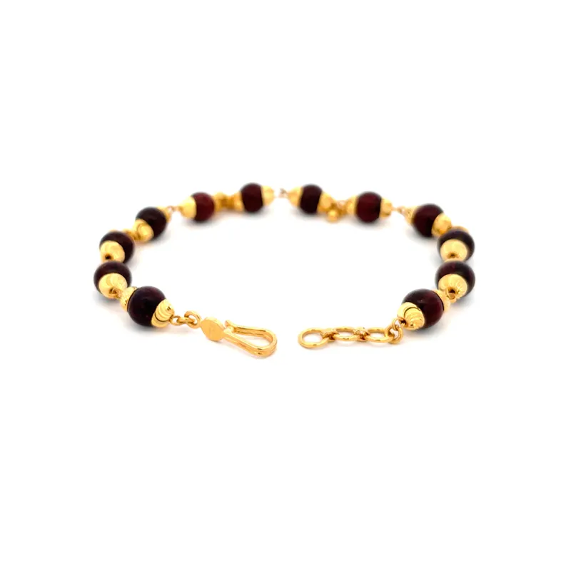 Rudraksh and Gold Bracelet - 7.4 inch