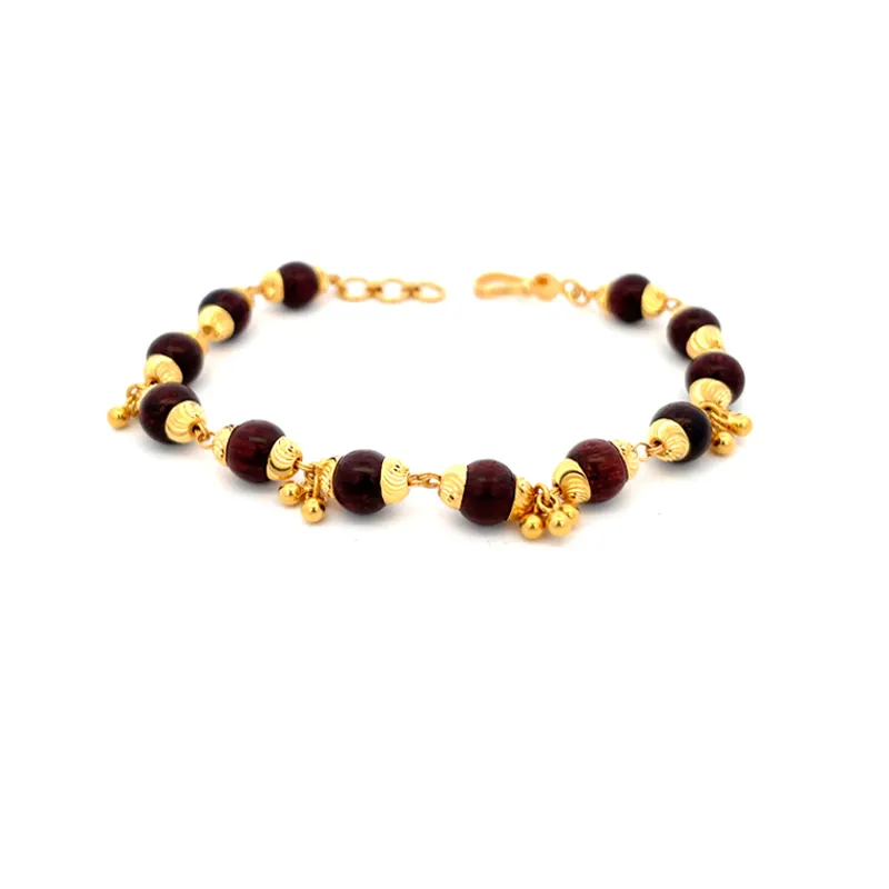 Rudraksh and Gold Bracelet - 7.4 inch