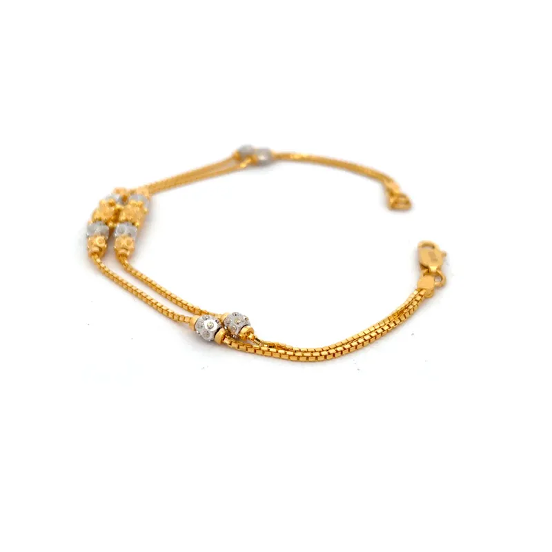 Elegant 22k Two Tone Gold Bracelet Size 7.5 Inch for Everyday or Special Occasions