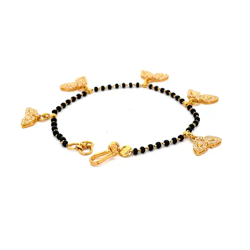 Elegant Butterfly Bracelet in 22K Yellow Gold - 7.25 inches