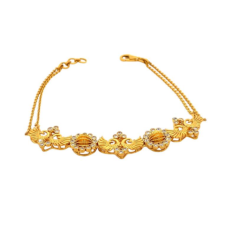 Enchanted Floral Bracelet in 22K Gold and CZ