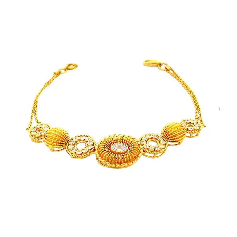 Floral Bracelet in 22K Gold and CZ