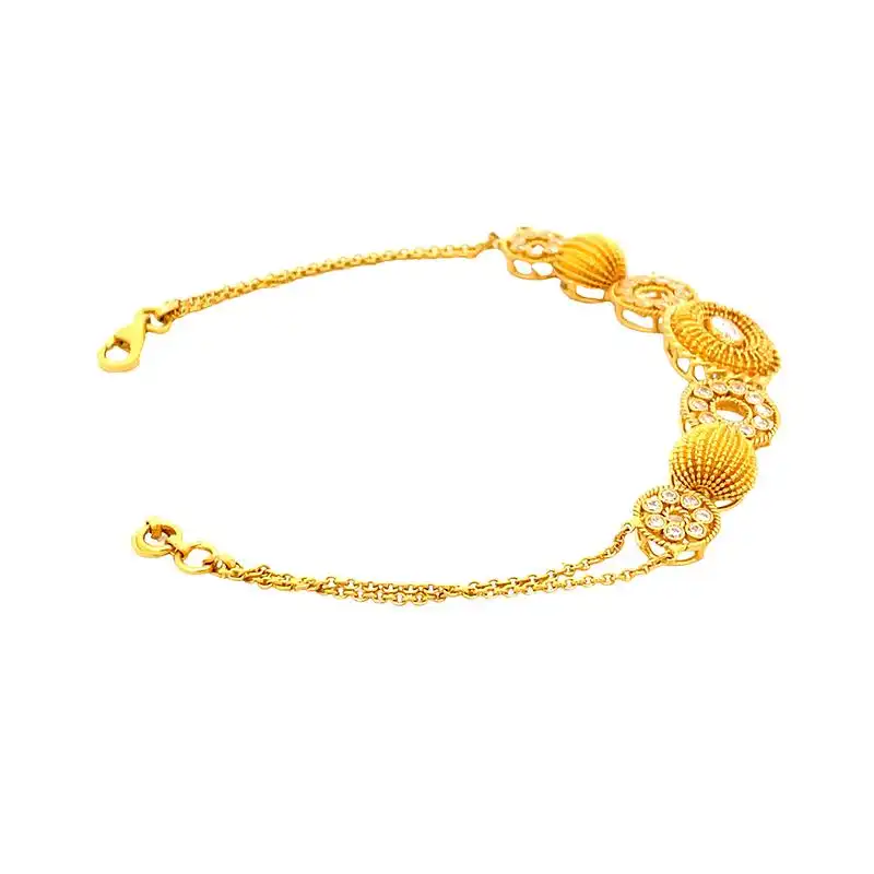 Floral Bracelet in 22K Gold and CZ