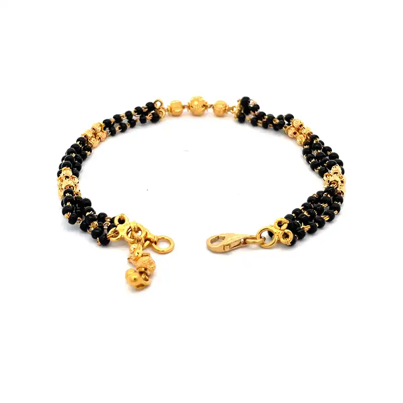 Elegant Black and Gold Bracelet, 7.5 inches