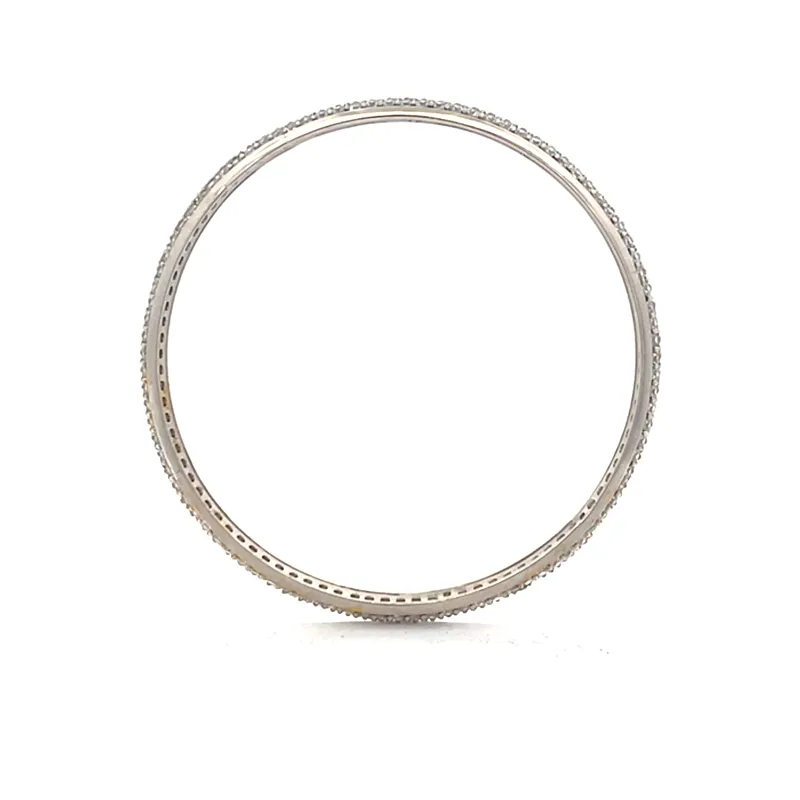 Elegant 18K White Gold bangles with CZ  - Set of 2, Size 2.6