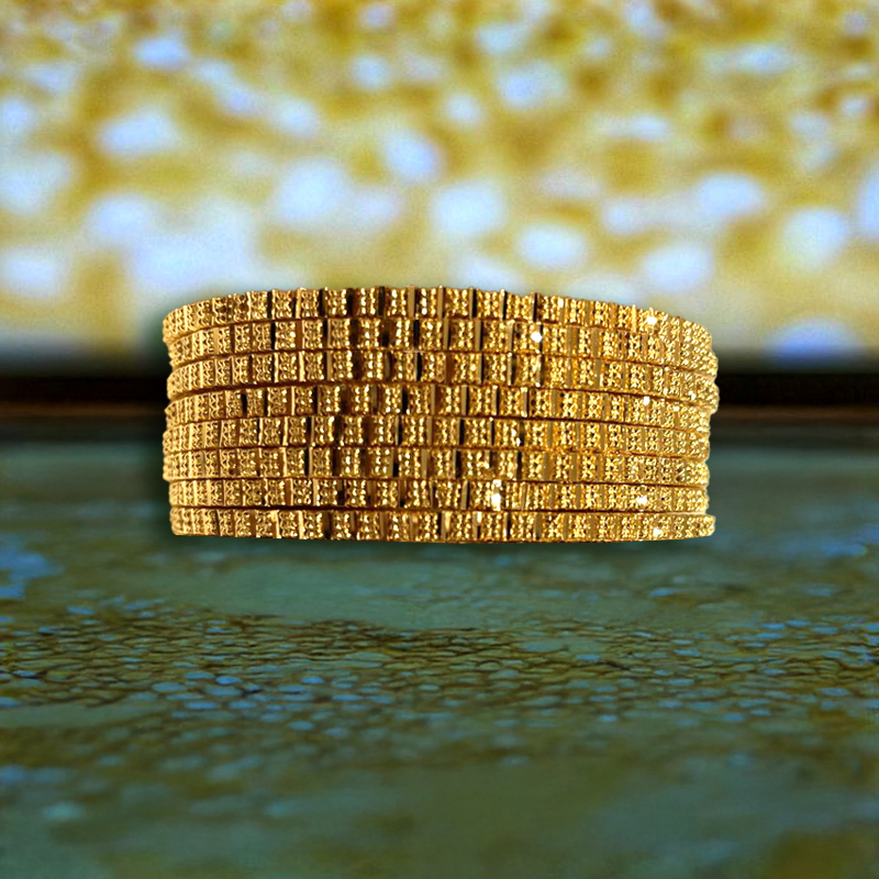 Elegant Gold Bangles - Set of 8, Size 2.5