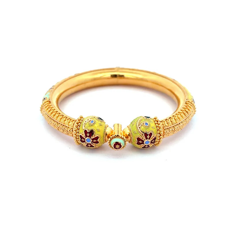 Elegant 22k yellow Gold Meenkari Bangle Set of Two for Women Size 2.5