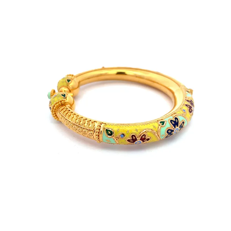 Elegant 22k yellow Gold Meenkari Bangle Set of Two for Women Size 2.5