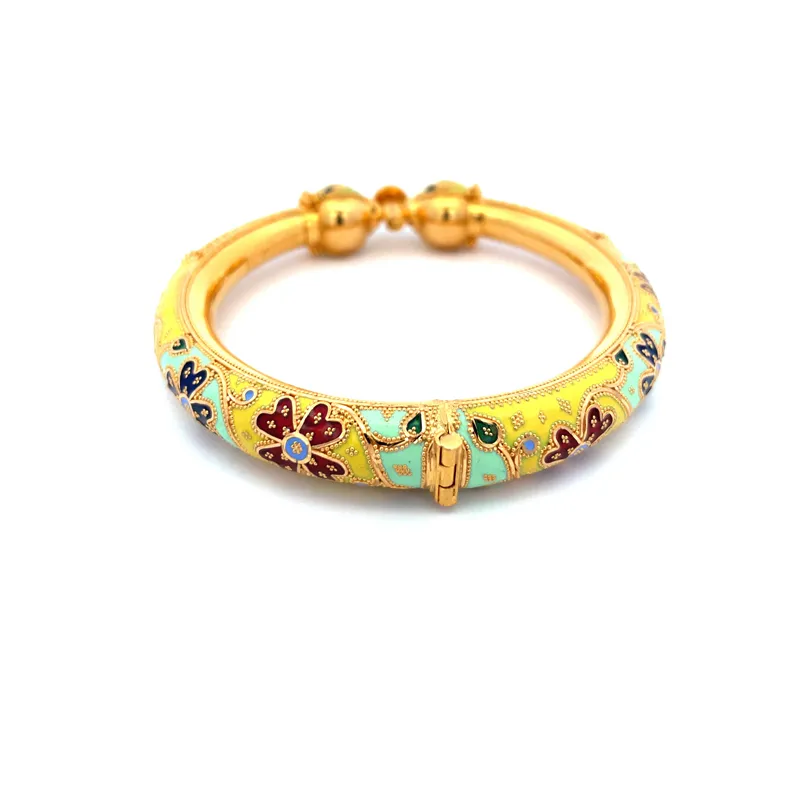 Elegant 22k yellow Gold Meenkari Bangle Set of Two for Women Size 2.5