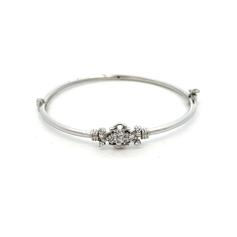 18K White Gold Cluster Motif Bangle