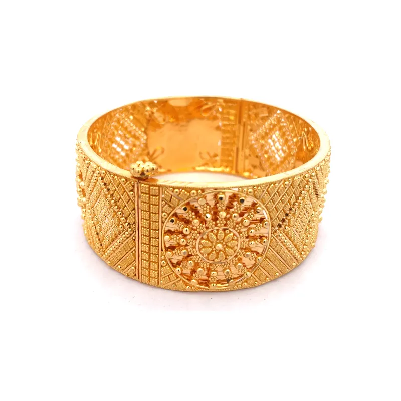 Elegant set of two 22k yellow gold bangles for women