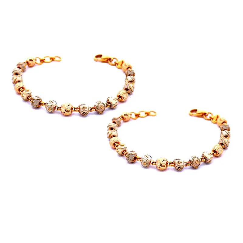 22K Gold Baby Bracelet with beads - Set of 2