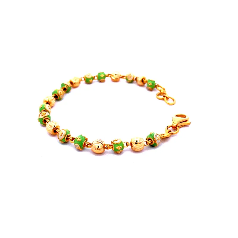 22K Gold Baby Bracelet - Set of 2, 5.7 inch