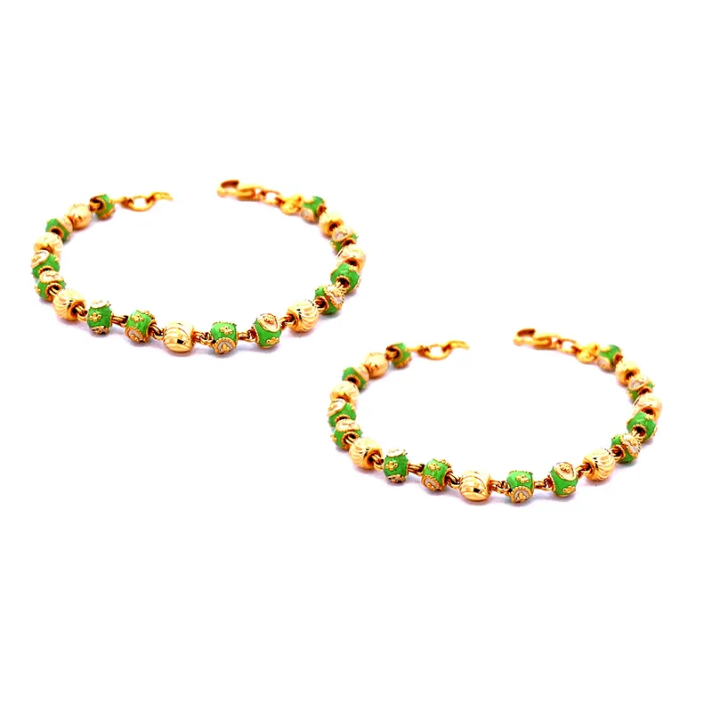 22K Gold Baby Bracelet - Set of 2, 5.7 inch