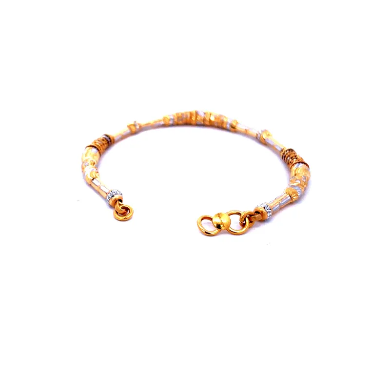 22K Gold Two tone Baby Bracelet - Set of 2