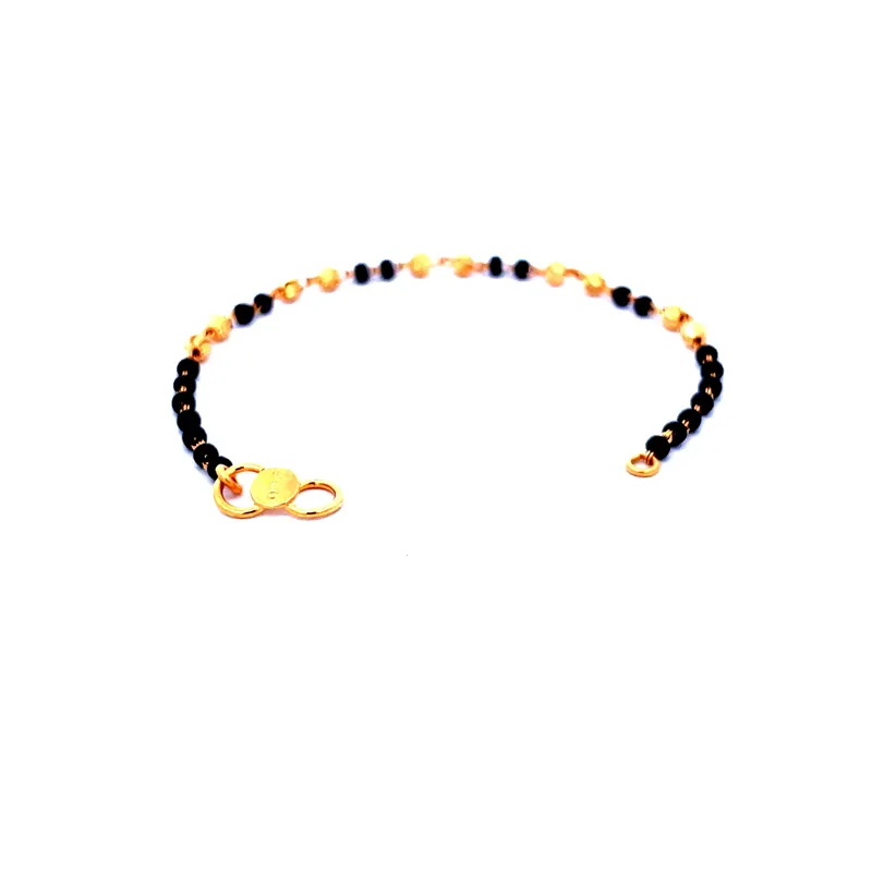22K Gold Baby Bracelet with Black beads - Set of 2