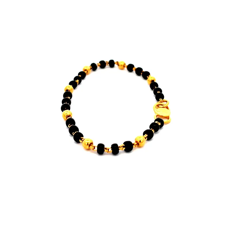 Baby bracelets with Black beads and Gold - 5 inch