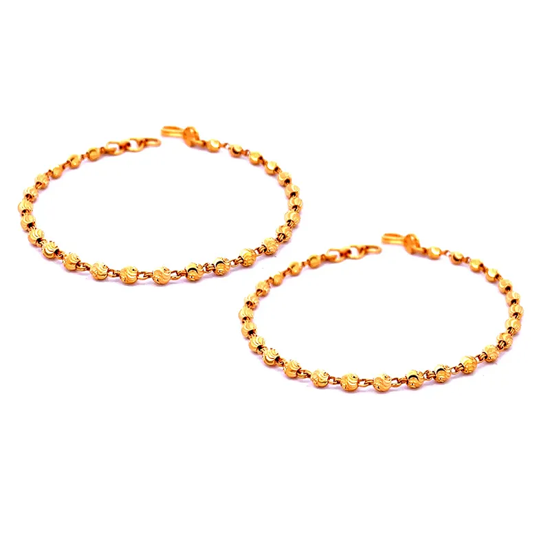 22K Gold Baby Bracelet - Set of 2, 5.6 inch