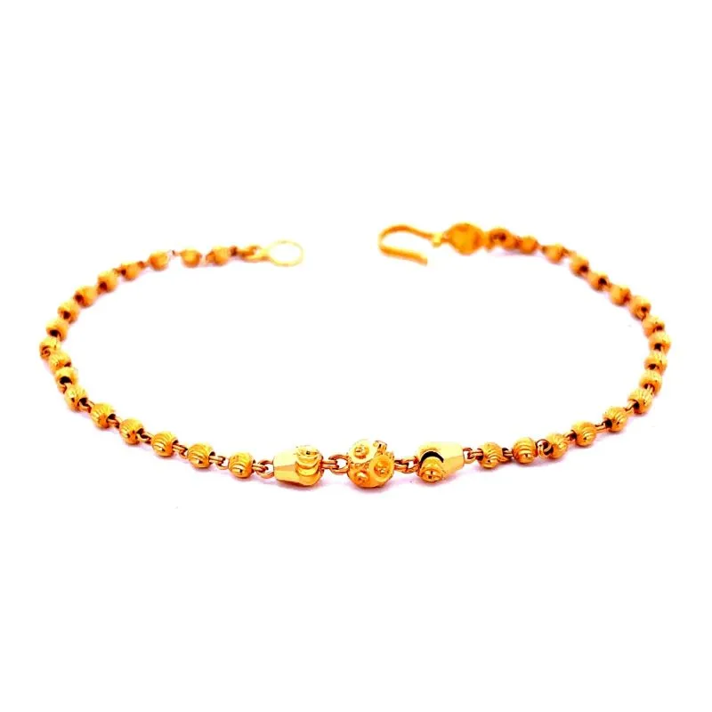 Delicate Gold Beaded Chain Bracelet - 7"