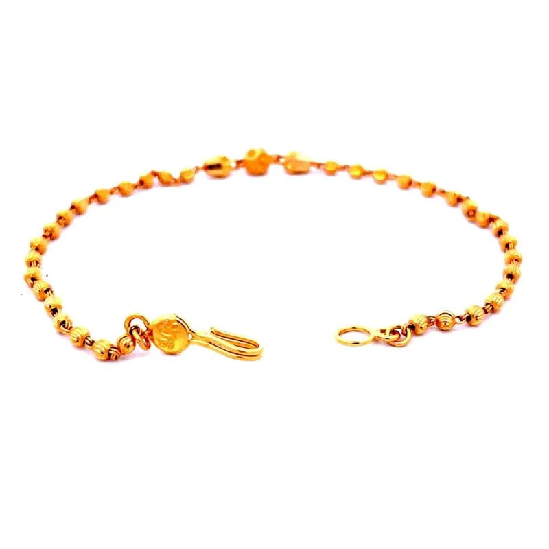 Delicate Gold Beaded Chain Bracelet - 7