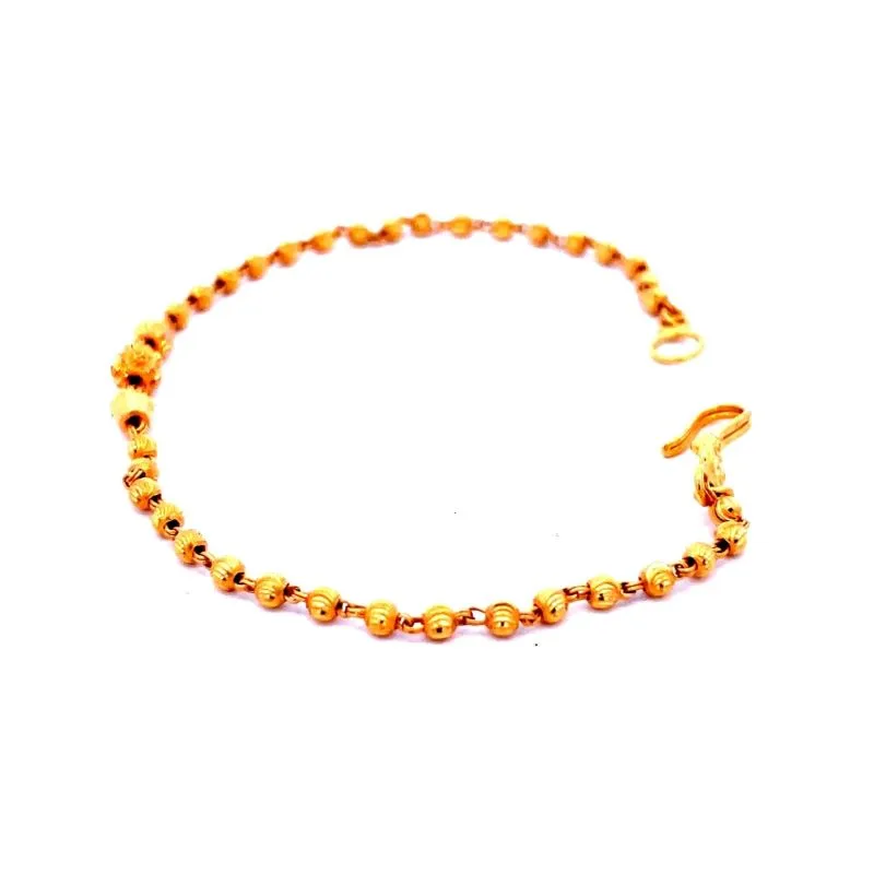 Delicate Gold Beaded Chain Bracelet - 7