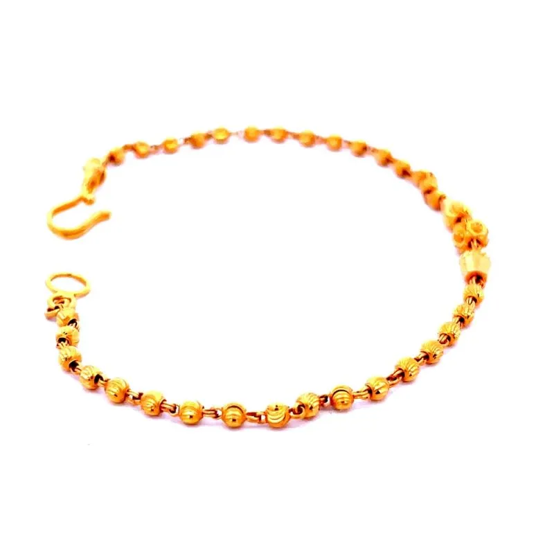 Delicate Gold Beaded Chain Bracelet - 7