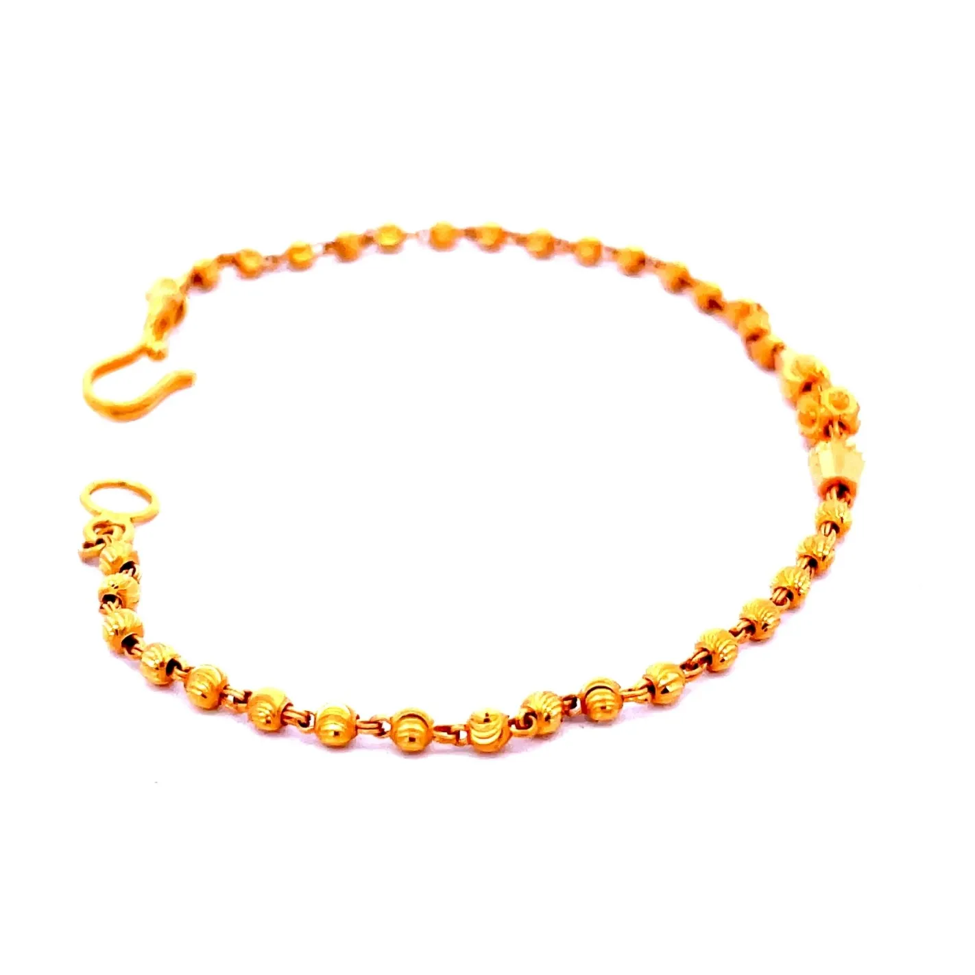 Delicate Gold Beaded Chain Bracelet - 7