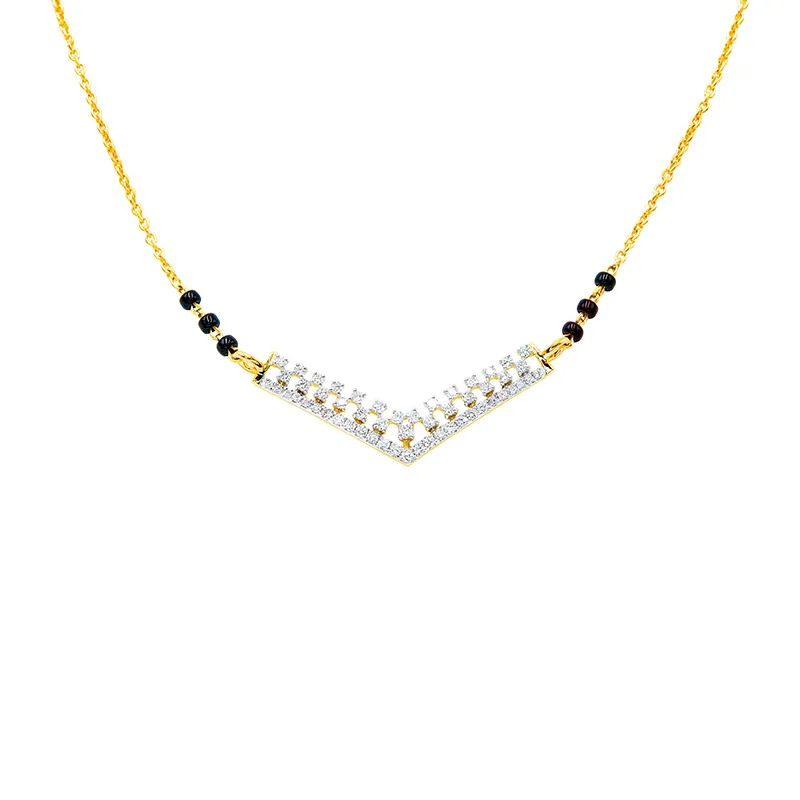 V-shaped Mangalsutra in 18K gold and Diamonds