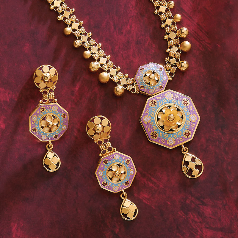 Colorful, Charming Gold Necklace Set