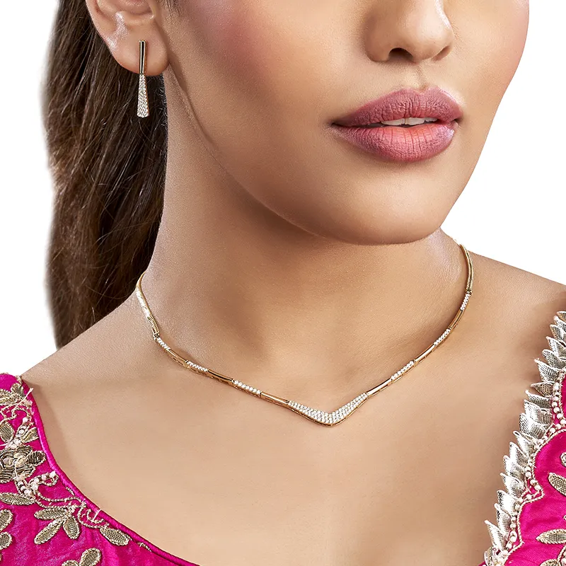18K Gold Diamond Necklace Set