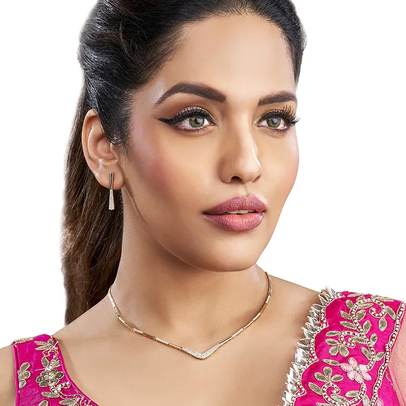18K Gold Diamond Necklace Set