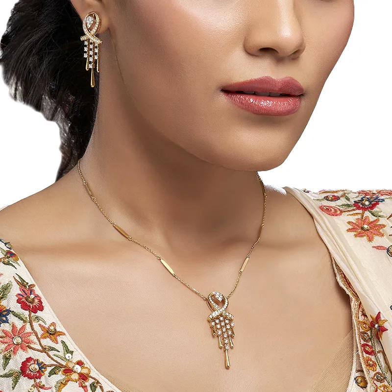 Gold Diamond Pendant Set