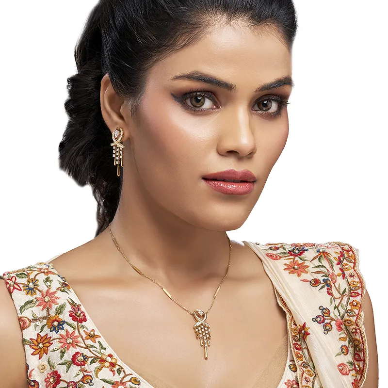 Gold Diamond Pendant Set