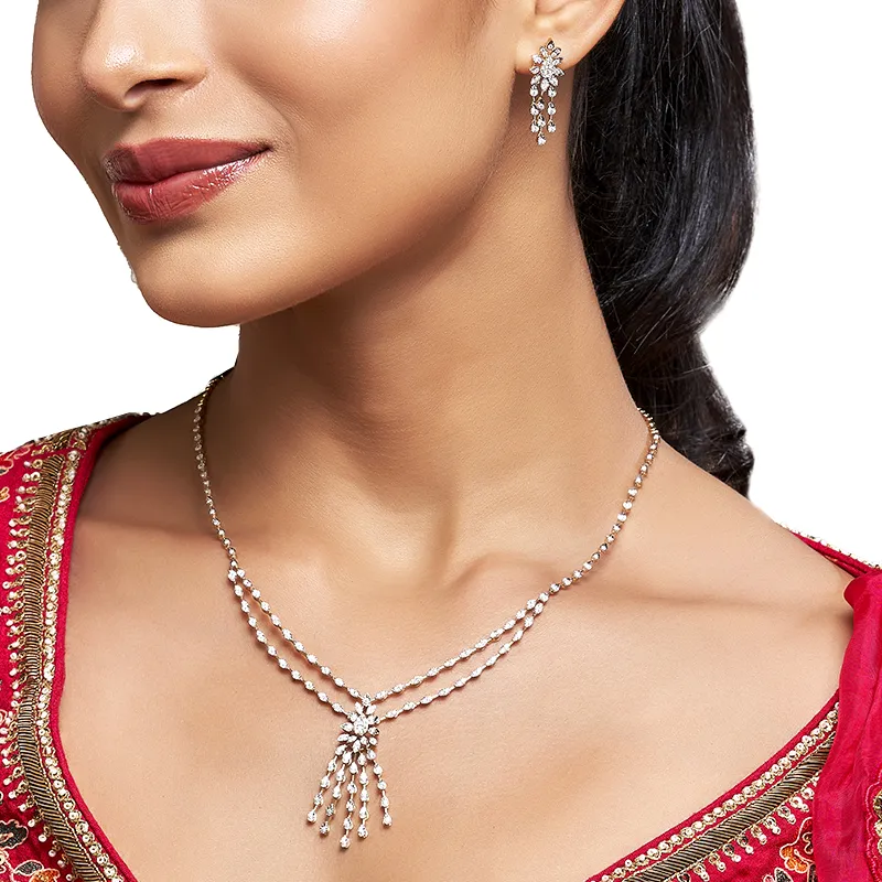 18K Gold Diamond Necklace Set