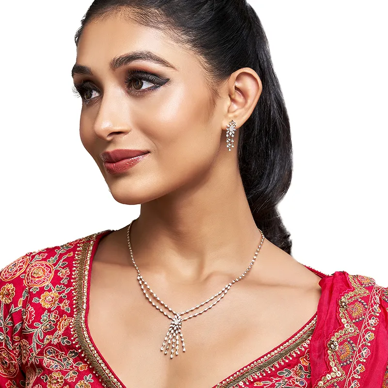 18K Gold Diamond Necklace Set