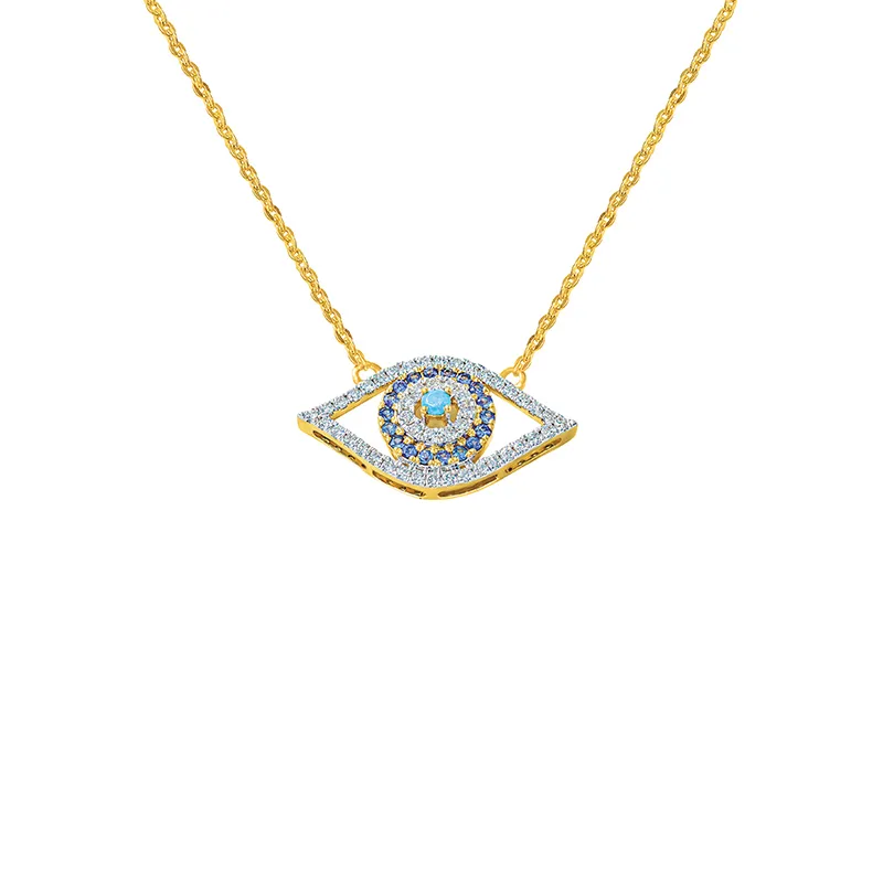 Stunning Eye Necklace in Gold and Diamonds