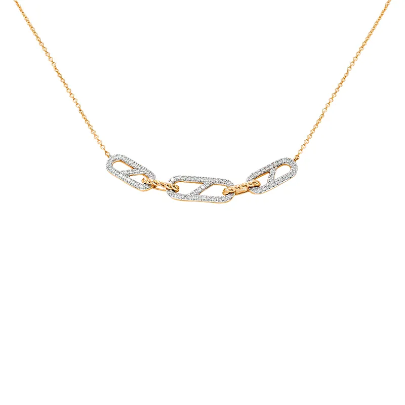 Links Chain Necklace in Gold and Diamonds